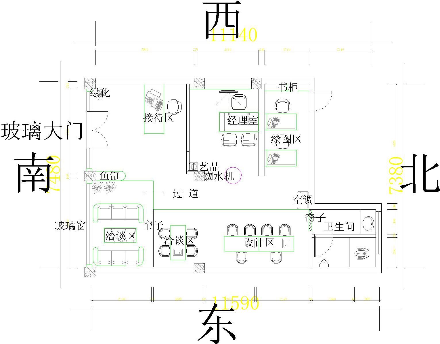 湖南办公室内部风水基本要求在空间领域界定的常用方式与应解决好空间使用功能的划分与联系的布局示意图